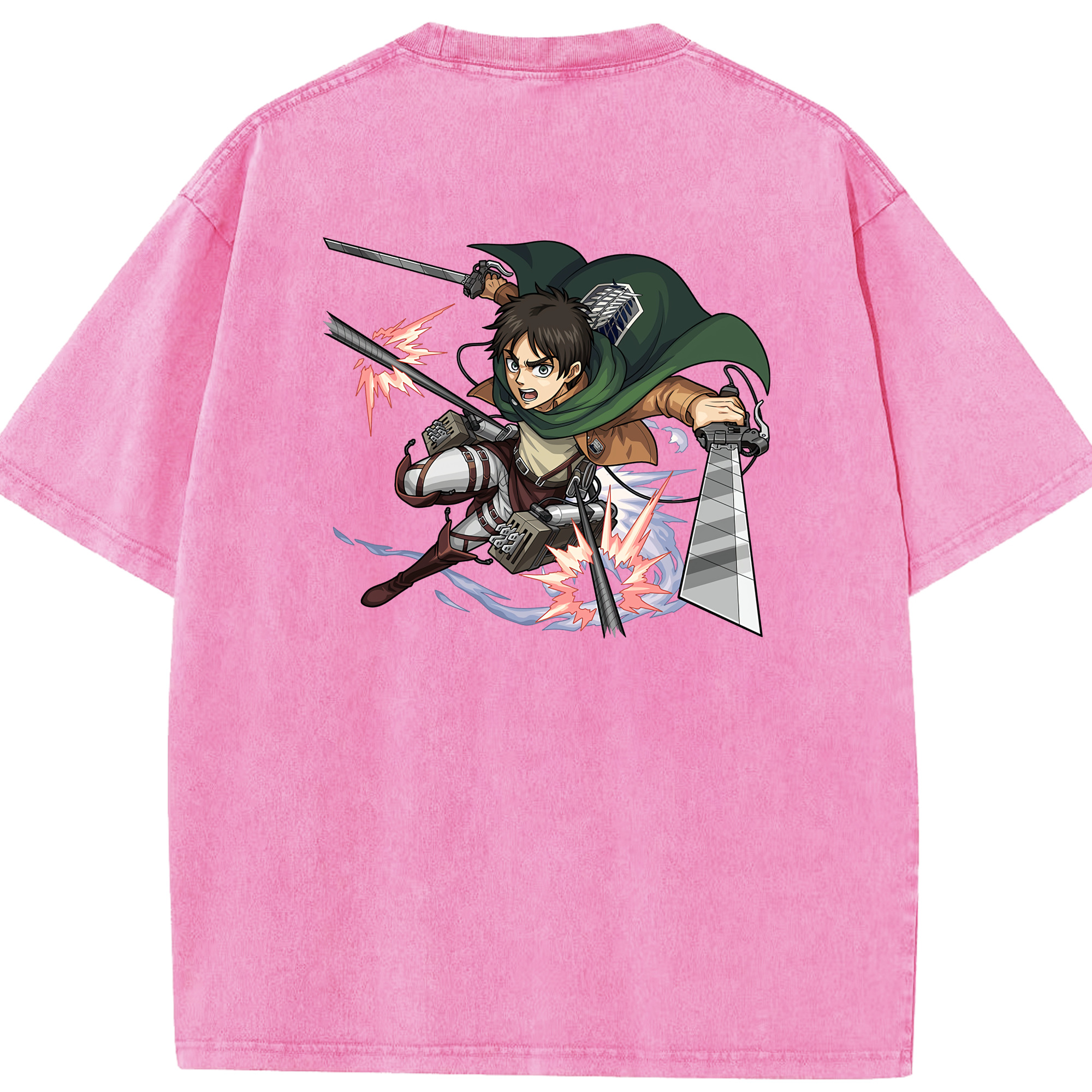 （画像用） 進撃の巨人 エレン･イェーガー Attack on Titan Eren Jäger 綿100% ヴィンテージ風 半袖Tシャツ（背面プリント）